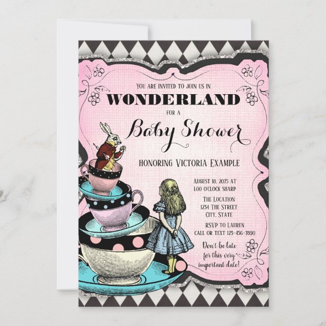 Convites Vintage Wonderland Baby Shower (Frente)