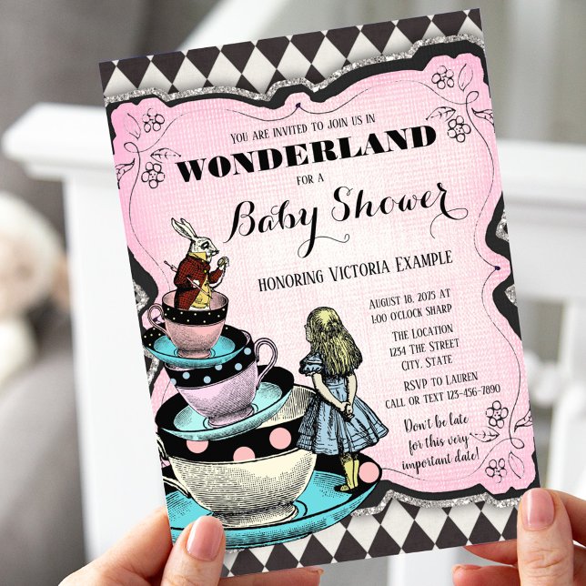 Convites Vintage Wonderland Baby Shower (Criador carregado)
