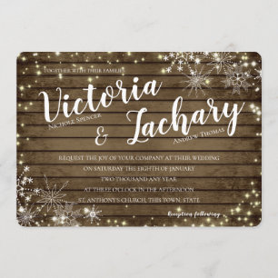 Convites Vintage Wood Snowflakes e Sparkle Weds