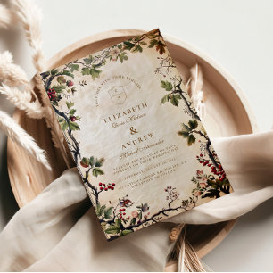 Convites Vintage Woodland Berry Wedding