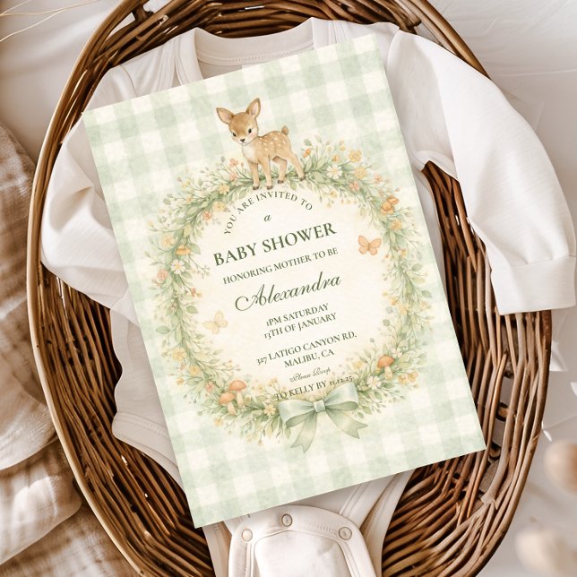 Convites Vintage Woodland Deer Baby Shower (Criador carregado)