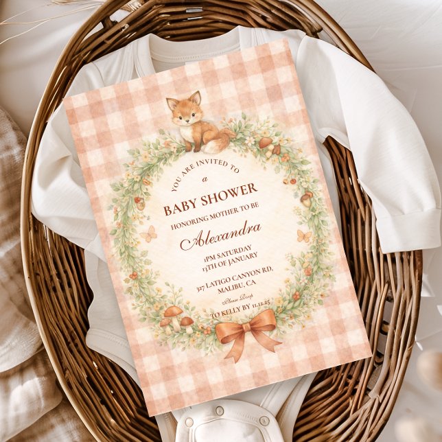 Convites Vintage Woodland Fox Baby Shower (Criador carregado)