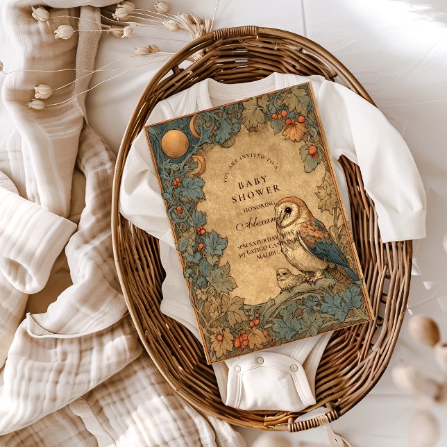 Convites Vintage Woodland Owl Baby Shower (Criador carregado)