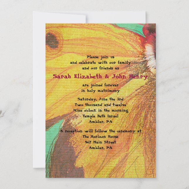 Convites VINTAGE YELLOW BUTTERFLY Wedling Invitation (Frente)