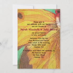 Convites VINTAGE YELLOW BUTTERFLY Wedling Invitation
