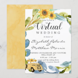 Convites Vintage Yellow Truck Sunflower Casamento Virtual E