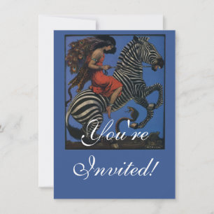 Convites Vintage Zebra Art Nouveau Mulher