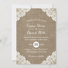 Convites Vintagem Branca De Casamento Russo E Burlap