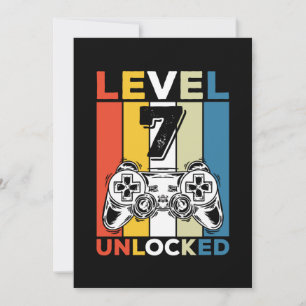 Convites Vintagem de jogos no nível de 7 de aniversário 7 d