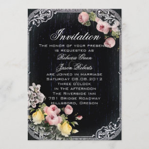Convites vintagem floral casamento Chalkboard