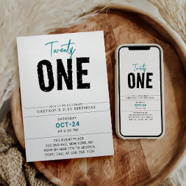 Convites Vinte e um | Aniversário de 21 anos geométrico col