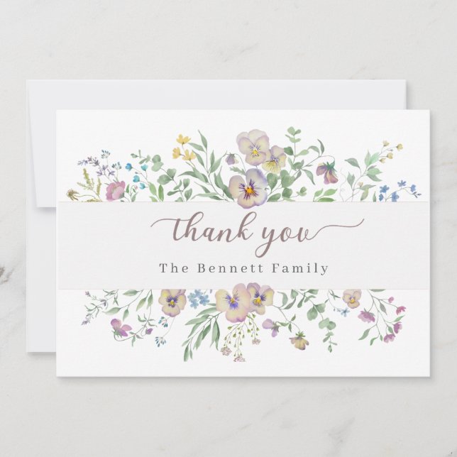 Convites Viola & Eucalypt Floral Thank you Card (Frente)