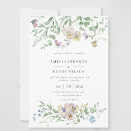 Convites  Viola eucalypt Floral Wedding Invitation