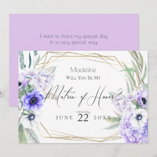 Convites Violet Anemones Você Será Minha Matrão de Honra