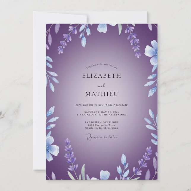 Convites Violet Blossom Vine Casamento (Frente)