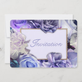 Convites Violet Blue Rose Birthday Party Invitation