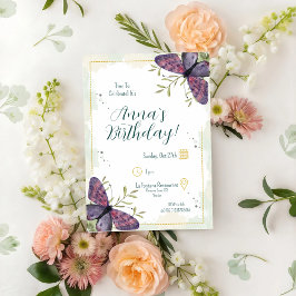 Convites Violet Butterfly Birthday
