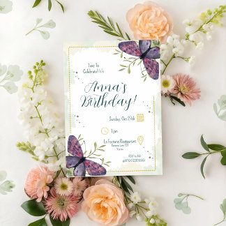 Convites Violet Butterfly Birthday