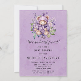 Convites Violet Cute Bear Floral Podemos Esperar