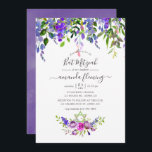 Convites Violet Floral Bat Mitzvah<br><div class="desc">Convite violeta e roxo de morcego floral mitzvah com tipografia elegante.</div>