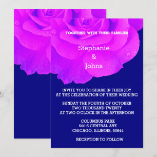 Convites Violet Floral Roxa Rosa Azul Marinho Casamento