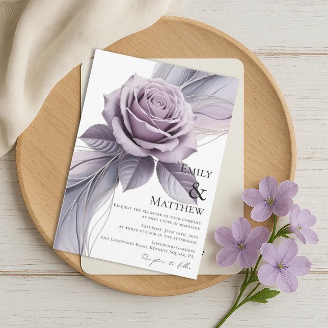 Convites Violet Floral Wedding Invitation (Criador carregado)