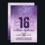 Convites Violet Lilac Roxo Triple Glitter Ombre Sweet 16<br><div class="desc">Este convite de aniversário feminino, moderno e brilhante de dezesseis é perfeito para o dia especial da sua filha adolescente. Ele apresenta um violeta roxo imprimido em púrpura lilac em gradiente ombre brilhante roxo pastel roxo. É chique, elegante, bonito, única e legal; todas as qualidades que sua filha desejará para...</div>