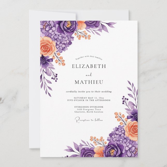 Convites Violet Lush Spring Wedding (Frente)