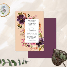 Convites Violet Meadows Floral Moderna de Outono