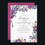Convites Violet, Plum e Blush Floral Bat Mitzvah<br><div class="desc">O violeta elegante,  ameixa e o morcego floral cor-de-rosa pincelado mitzvah convidam-se para serem rápida e facilmente personalizados de acordo com as especificações do seu evento.</div>