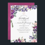 Convites Violet, Plum e Blush Floral Bat Mitzvah<br><div class="desc">O violeta elegante,  ameixa e o morcego floral cor-de-rosa pincelado mitzvah convidam-se para serem rápida e facilmente personalizados de acordo com as especificações do seu evento.</div>