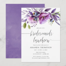 Convites Violet Poppy Floral Bridesmaids Luncheon Invite