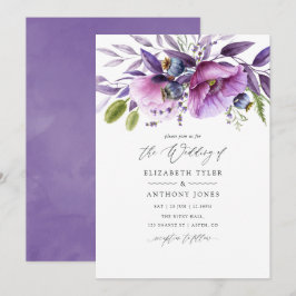 Convites Violet Poppy Floral Wedding