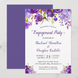 Convites Violet Romance Purple Floral Festa de noivado