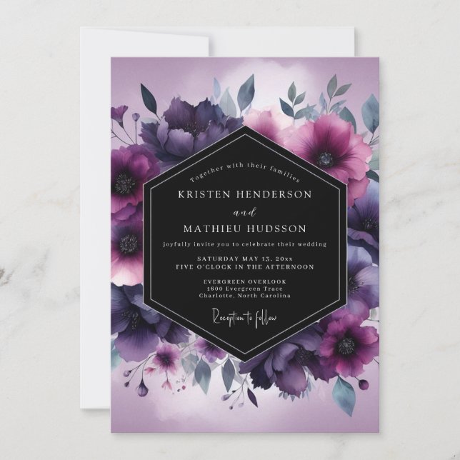 Convites Violet Umbral Bloom Wedding (Frente)