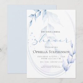 Convites Violeta clara de aquarela e folhagem azul empoeira