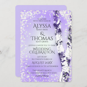 Convites Violeta de Casamento de Birch Sparkle