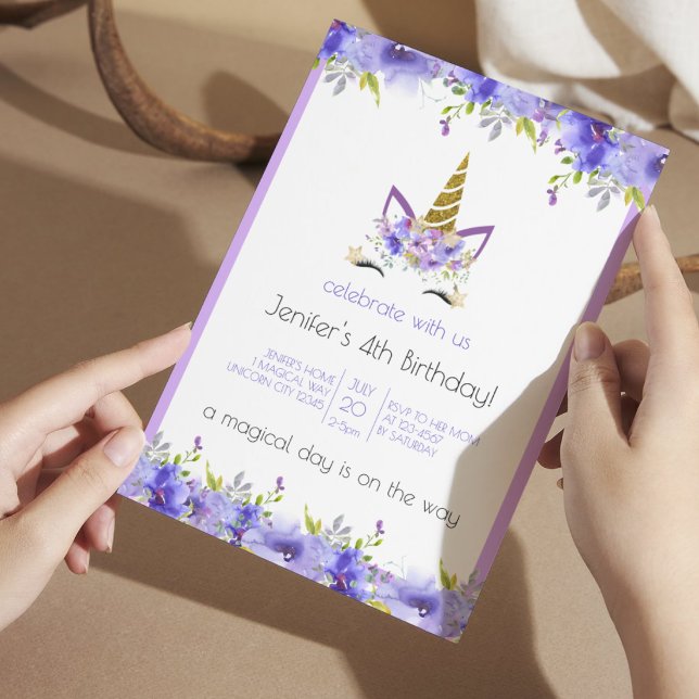 Convites Violeta Fresca | Decoração de Festa de Aniversário (Criador carregado)