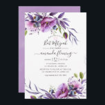 Convites Violeta Roxo Bat Mitzvah<br><div class="desc">Violeta empoeirada e morcego floral roxo mitzvah convidada com tipografia elegante feita para ser rápida e facilmente personalizada de acordo com as especificidades de seu evento.</div>