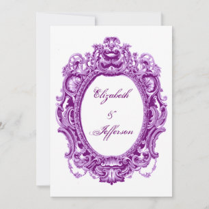 Convites violetas do casamento do quadro do