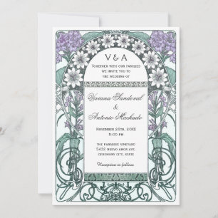 Convites violetas esmeraldas do casamento do