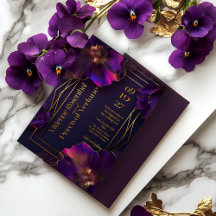 Violetas Luminosas Floral Moderno Roxo Casamento