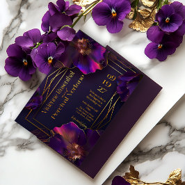 Convites Violetas Luminosas Floral Moderno Roxo Casamento