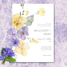 Violetas Modernas Amarelas e Roxas Casamento Flora