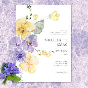 Convites Violetas Modernas Amarelas e Roxas Casamento Flora