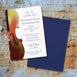 Convites Violin Elegant Music Considerando Blue Invance