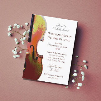 Convites Violin Elegant Music Considerando Burgundy