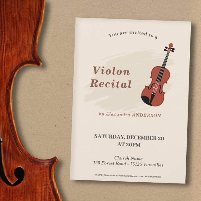Convites Violin Music Recital Invitation (Violin Music Recital Invitation)