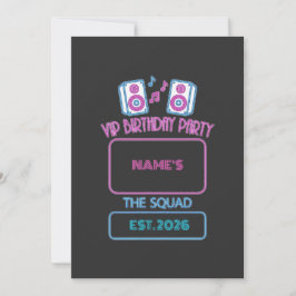 Convites VIP Birthday Party Neon Squad Personalized Guest N