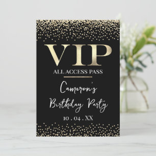Convites VIP Dourado em Evento ou Festa Preta